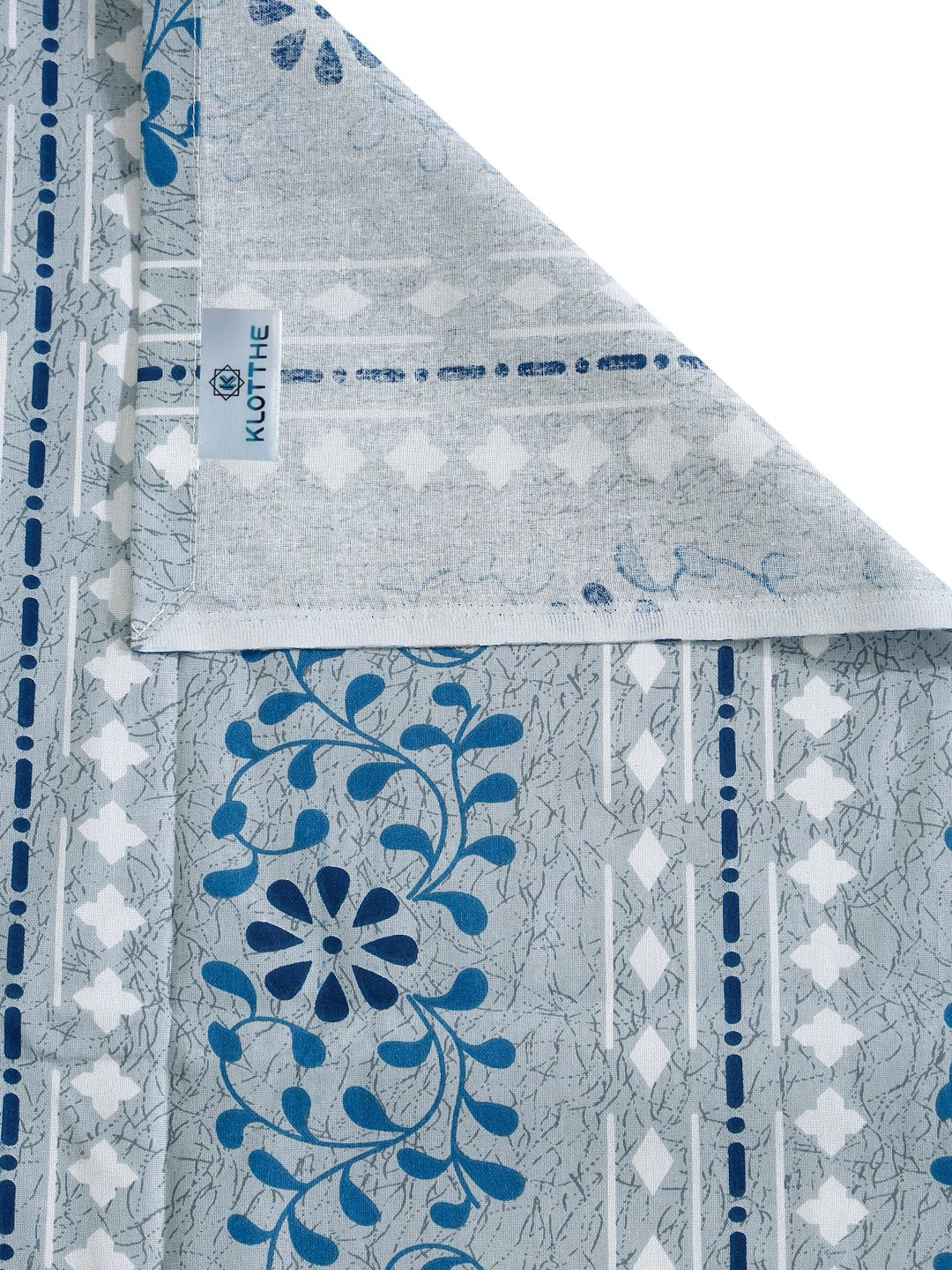 Blue Floral 400 TC Pure Cotton Double Bedsheet with 2 Pillow Covers