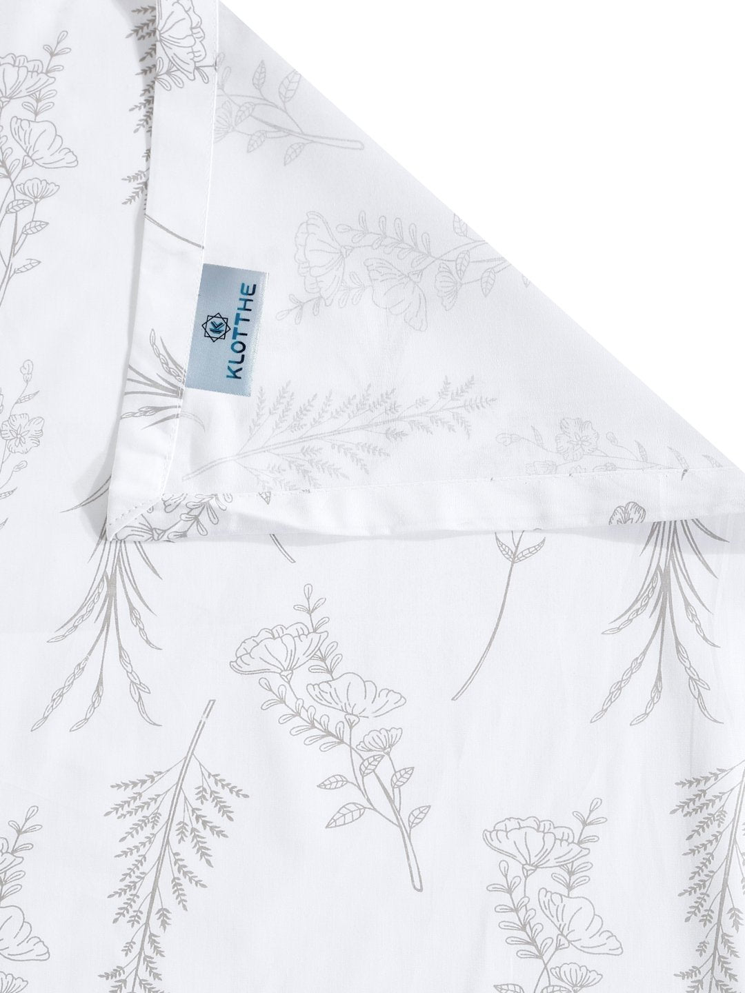 White Floral 400 TC Pure Cotton Super King Double Bedsheet with 2 Pillow Covers