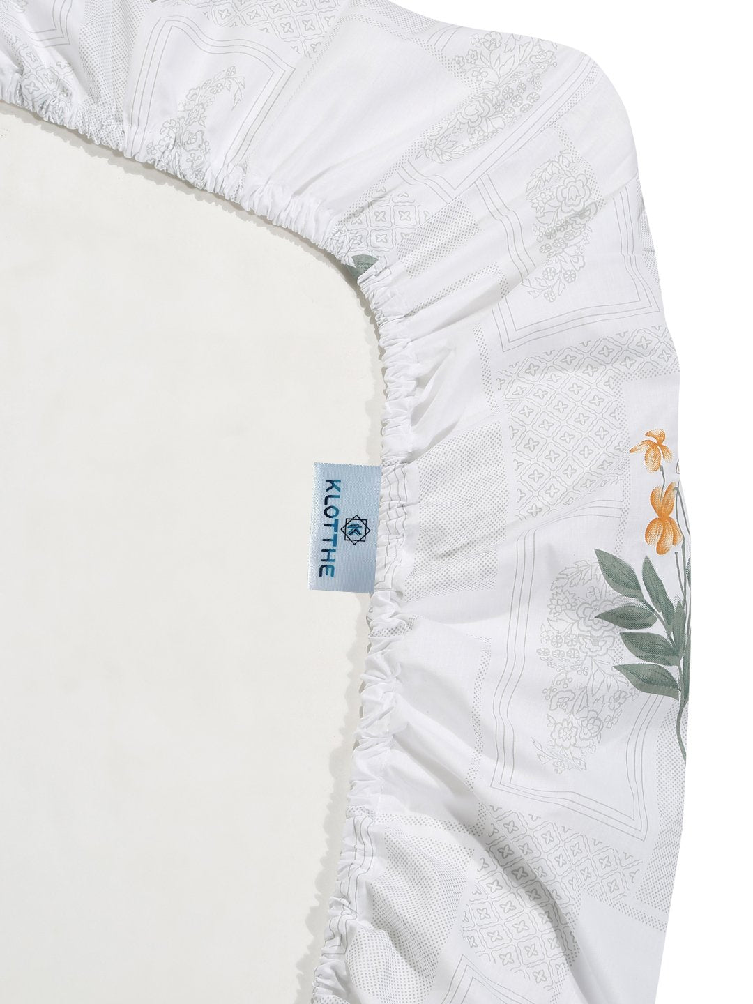 White Floral 400 TC Pure Cotton Super King Double Bedsheet with 2 Pillow Covers