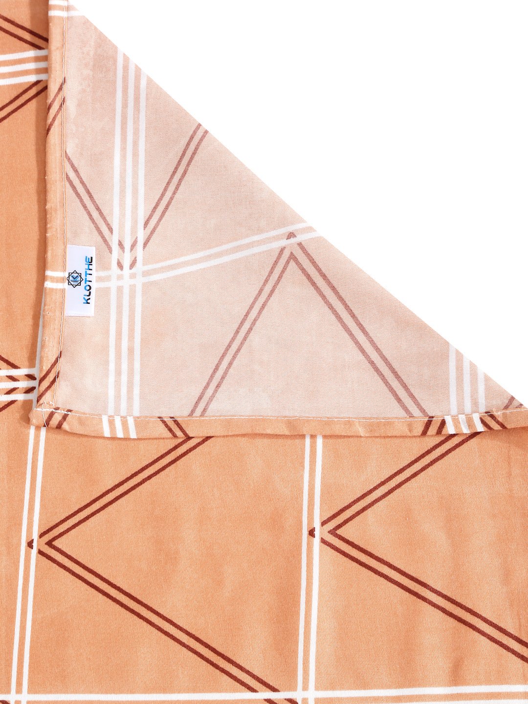 Orange Geometric 300 TC Cotton Blend Double Bedsheet with 2 Pillow Covers