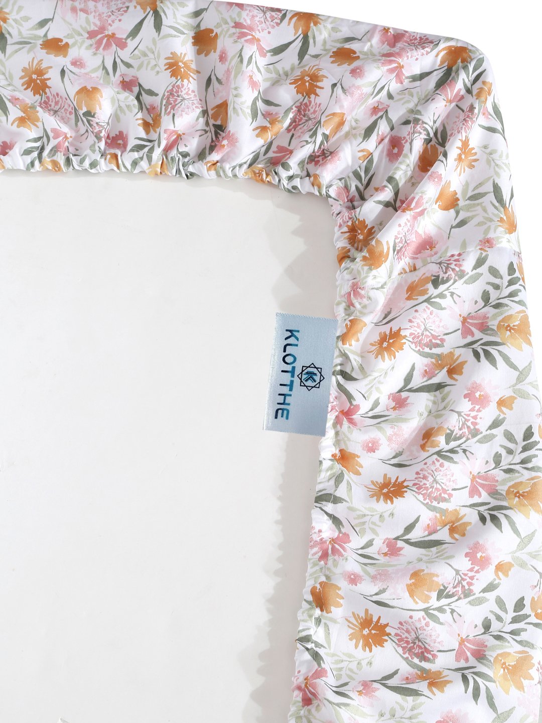 White Floral Embroidered 400 TC Cotton Fitted Double Bedsheet with 4 Pillow Covers & 2 Cushion Covers