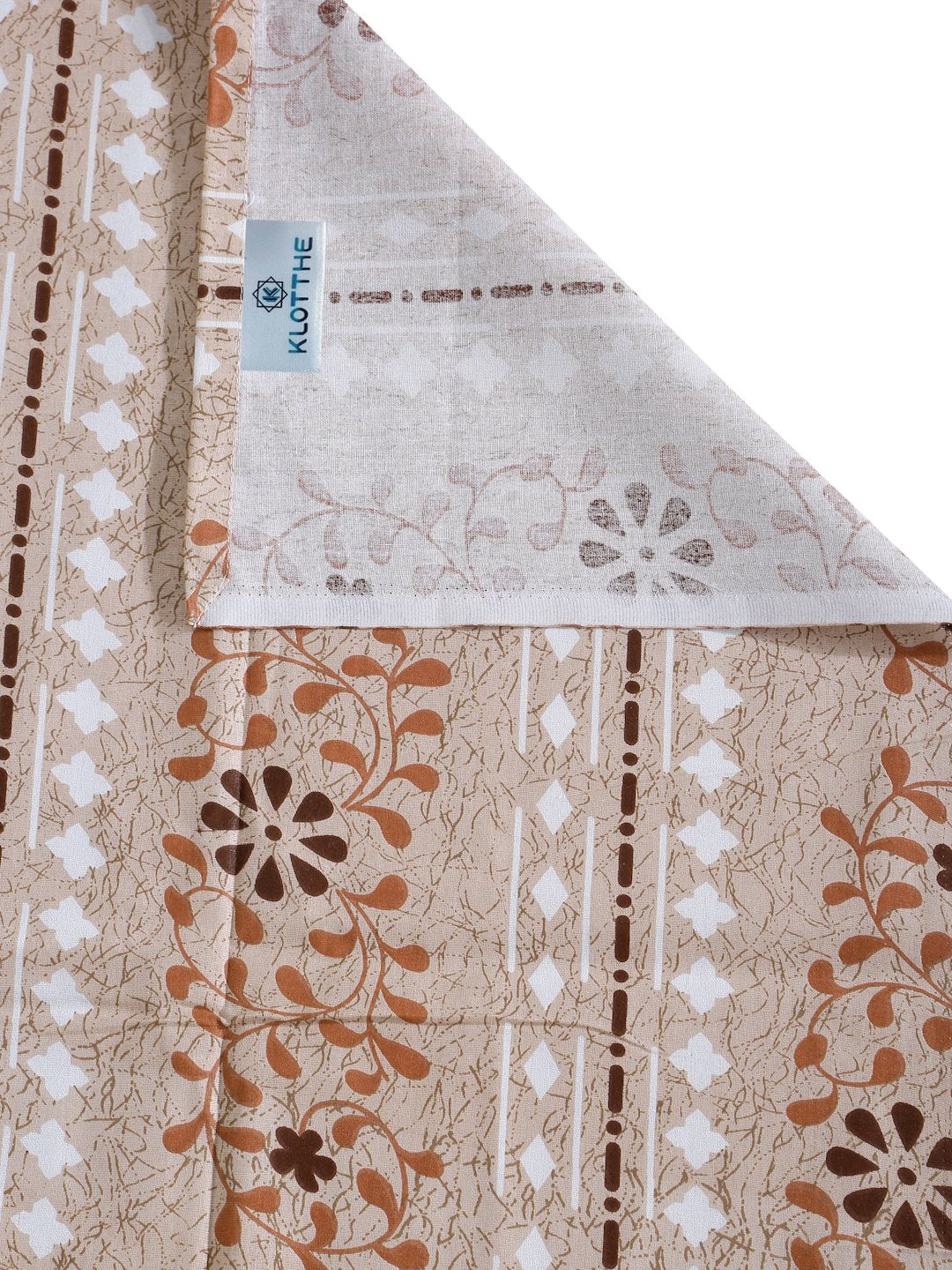 Beige Floral 400 TC Pure Cotton Double Bedsheet with 2 Pillow Covers