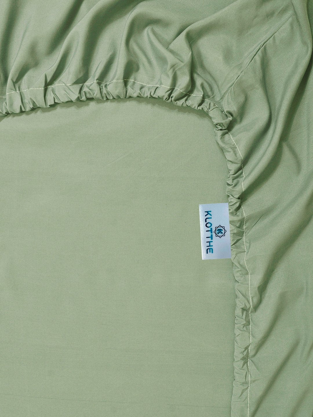 Olive Solid 400 TC Satin Fitted Super King Double Bedsheet with 2 Pillow Covers & 2 Cushion Covers