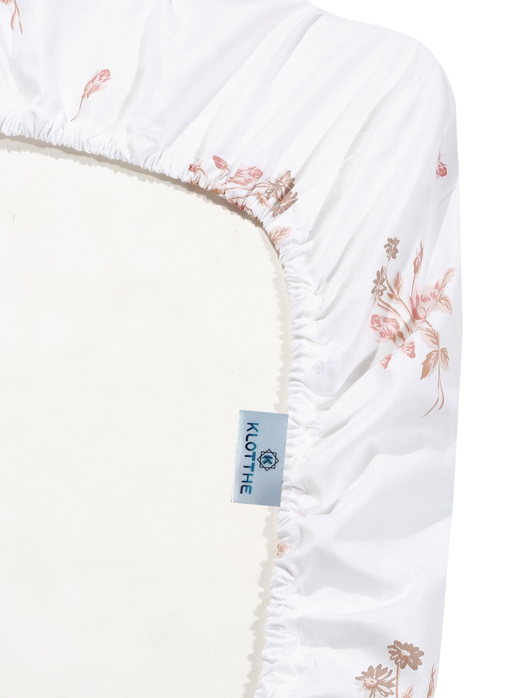 White Floral 400 TC Pure Cotton Super King Double Bedsheet with 2 Pillow Covers