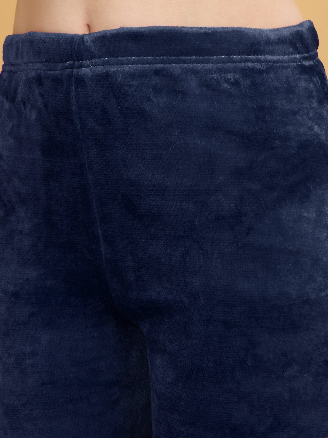Klotthe Women Blue Solid Woolen Night Suit