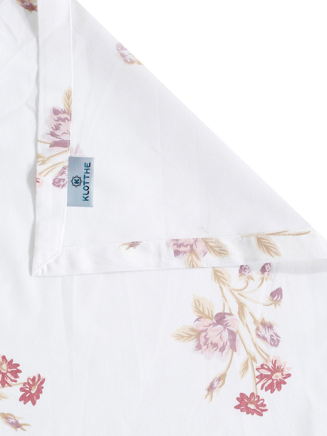 White Floral 400 TC Pure Cotton Super King Double Bedsheet with 2 Pillow Covers