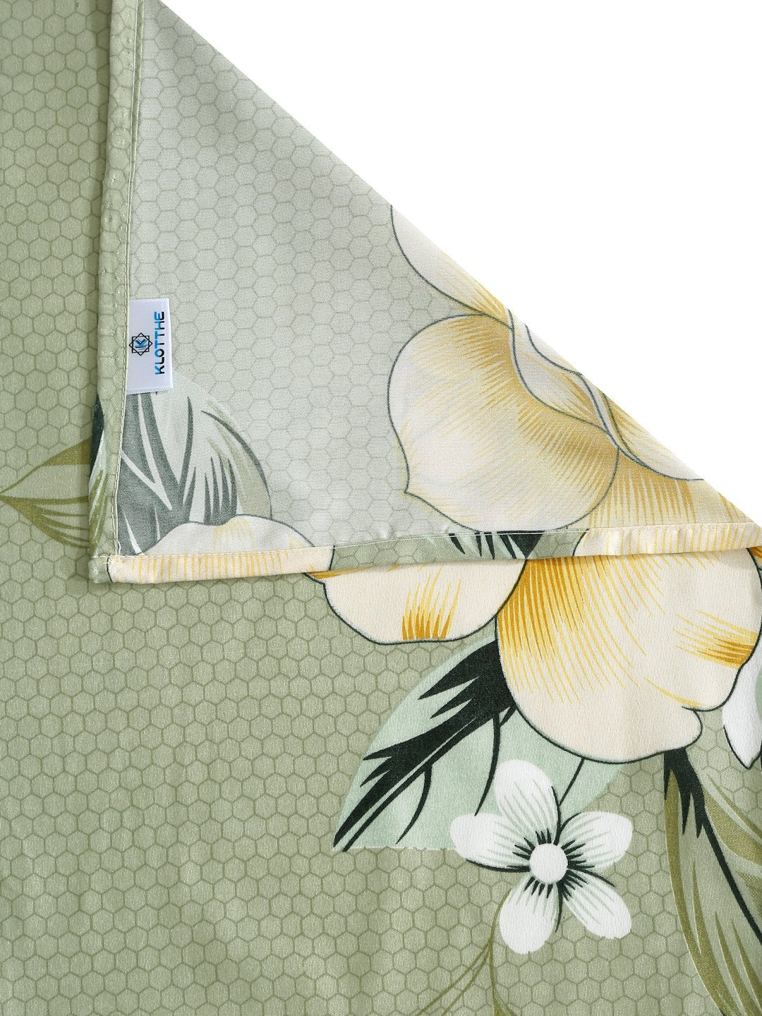 Green Floral 300 TC Cotton Blend Single Bedsheet with Pillow Cover