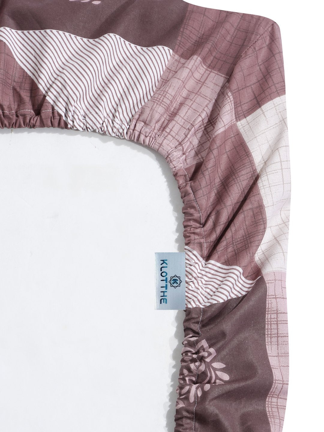 Rust Geometric 400 TC Pure Cotton Super King Fitted Double Bedsheet with 2 Pillow Covers