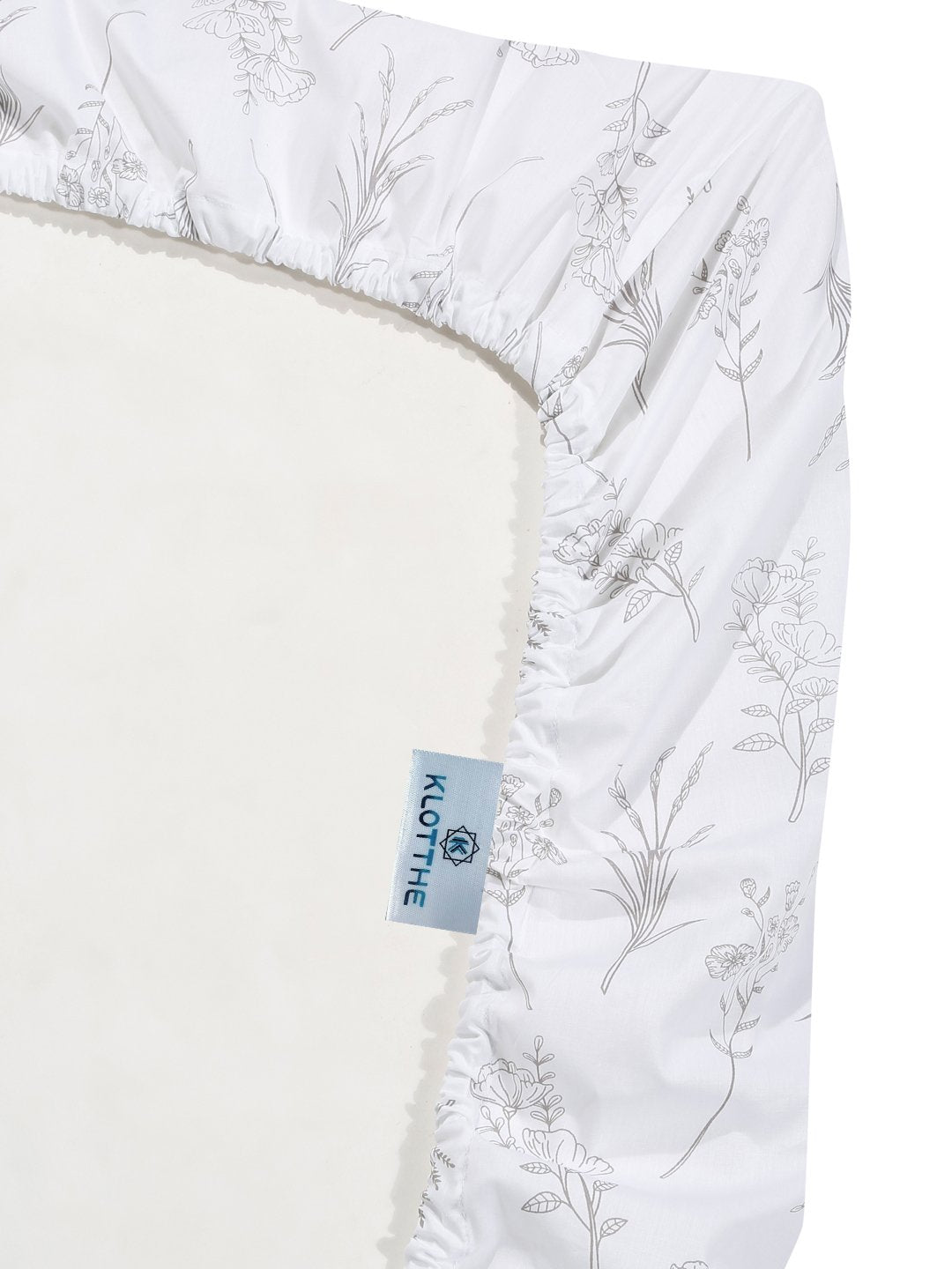 White Floral 400 TC Pure Cotton Super King Double Bedsheet with 2 Pillow Covers