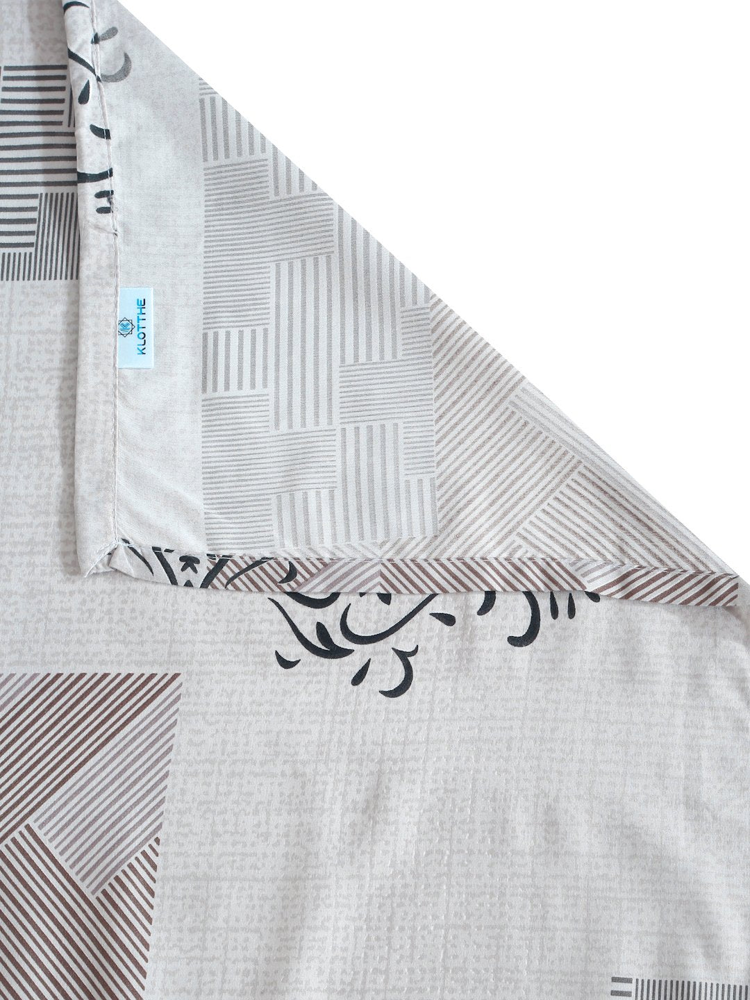 Grey Ethnic Motifs 300 TC Cotton Blend Single Bedsheet with Pillow Cover