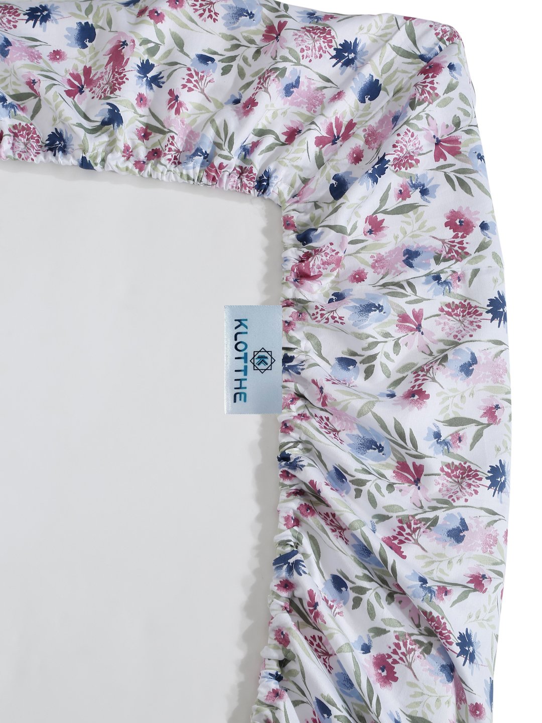 SkyBlue Floral Embroidered 400 TC Cotton Fitted Double Bedsheet with 4 Pillow Covers & 2 Cushion Covers