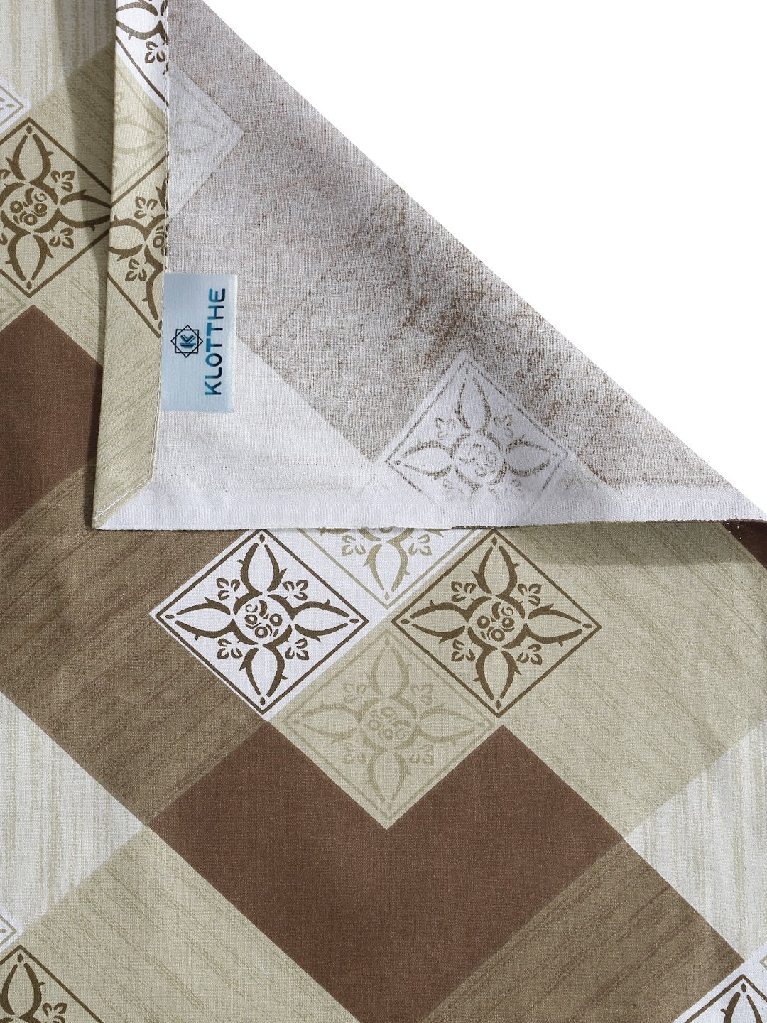 Brown Geometric 400 TC Pure Cotton Single Bedsheet with Pillow Cover