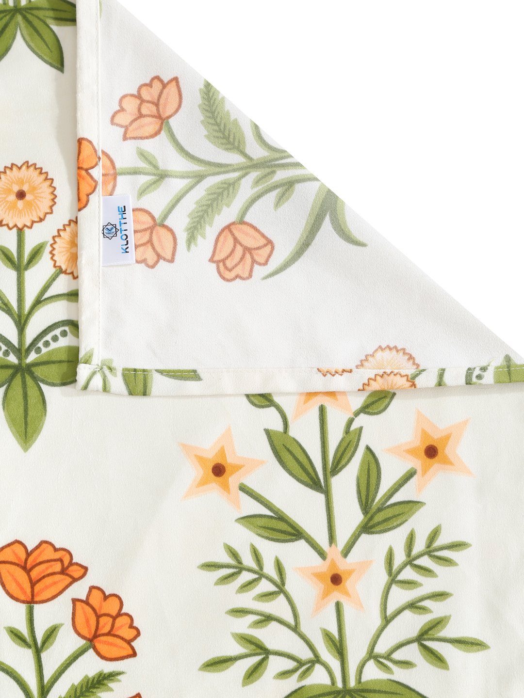 Cream Floral 300 TC Cotton Blend Double Bedsheet in Book Fold Packing