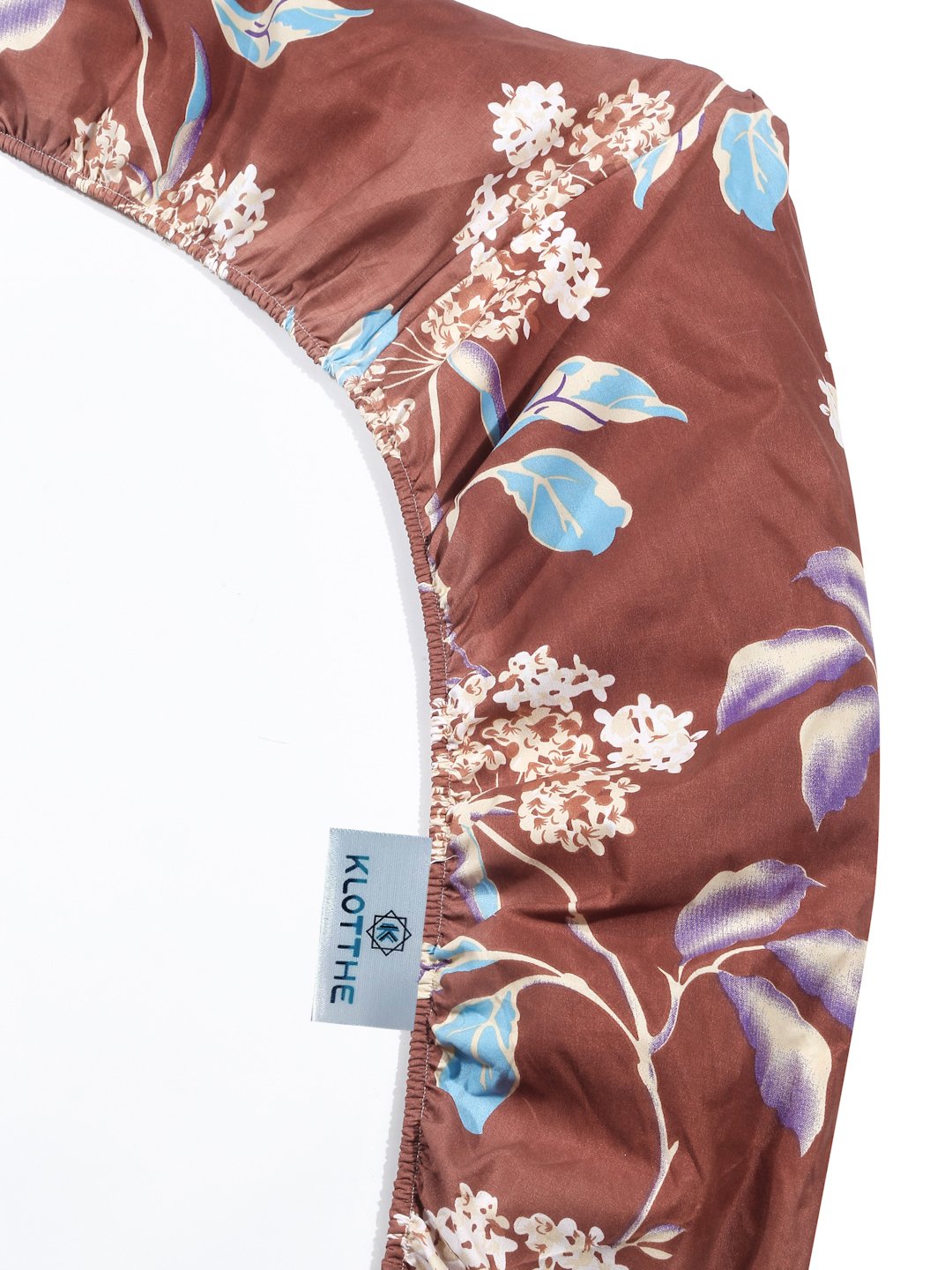 Rust Floral 300 TC Cotton Blend Fitted Double Bedsheet with 2 Pillow Covers