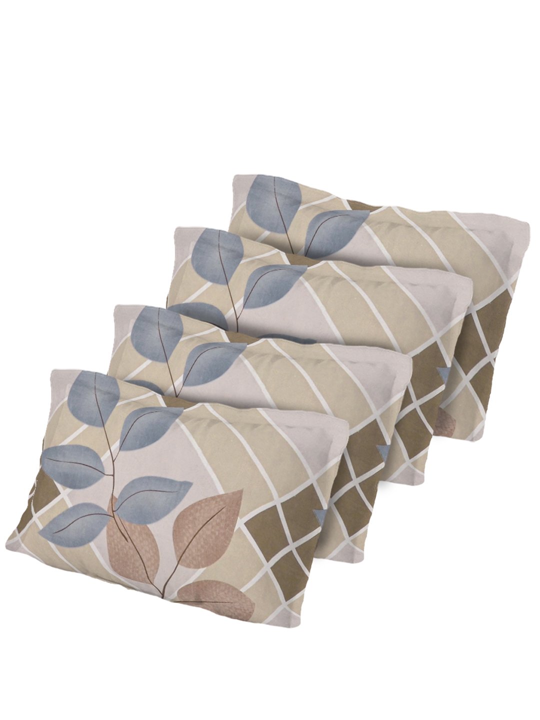 Multi Geometric 300 TC Cotton Blend Double Bedsheet with 4 Pillow Covers