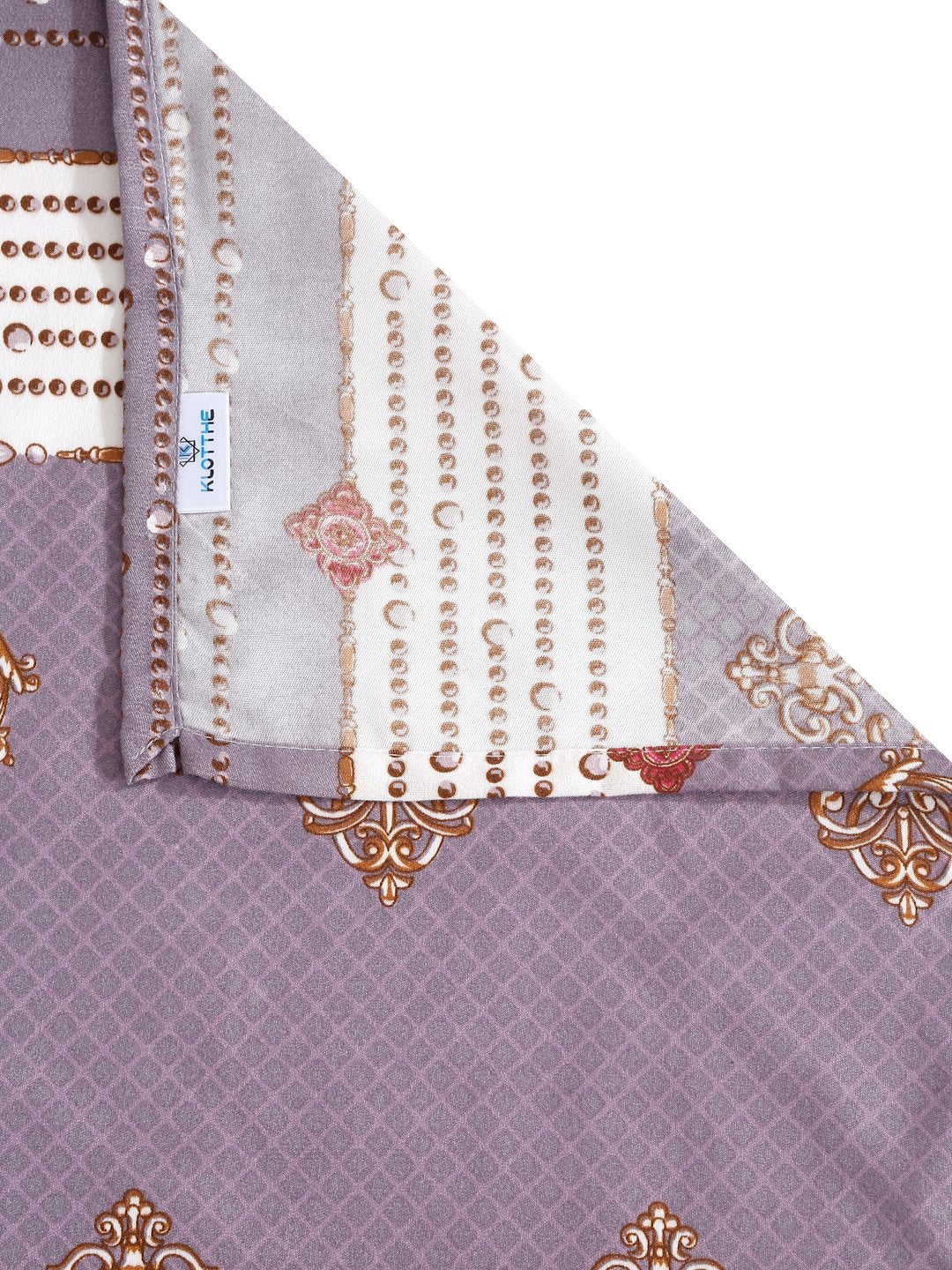 Purple Geometric 300 TC Cotton Blend Single Bedsheet with Pillow Cover