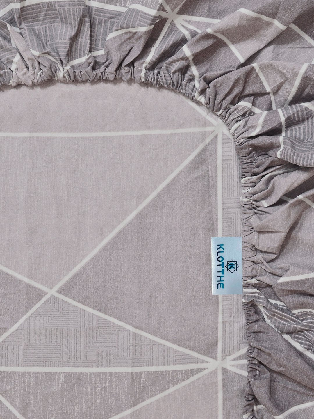 Purple Geometric Cotton Blend Fitted Single Bedsheet with Pillow Cover