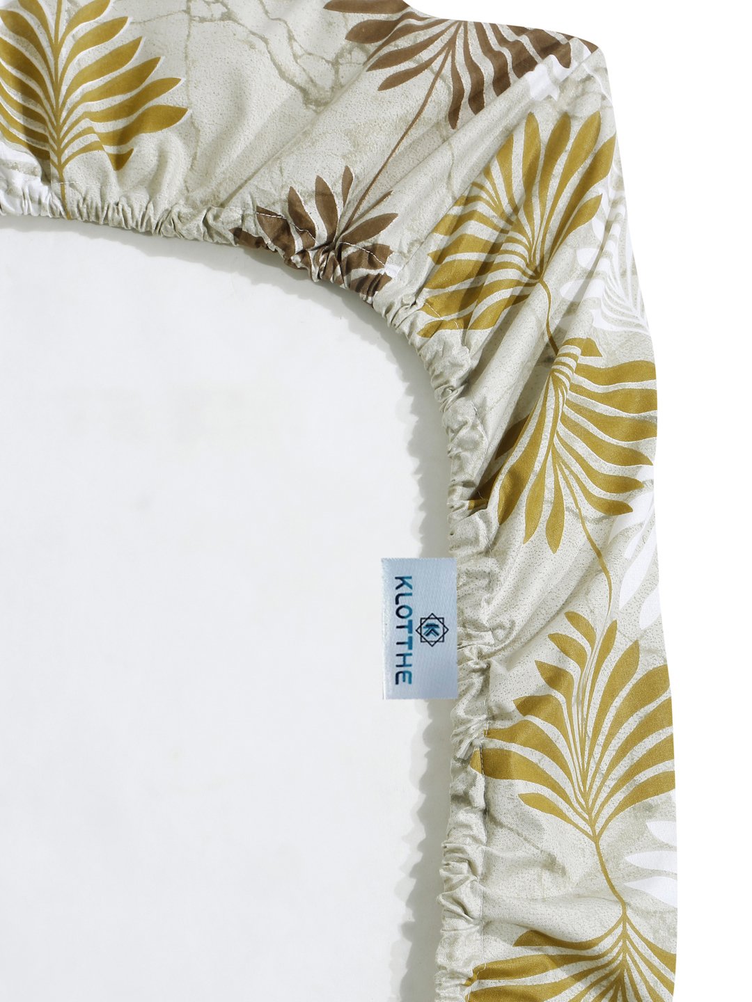 Olive Floral 400 TC Pure Cotton Fitted Double Bedsheet with 2 Pillow Covers