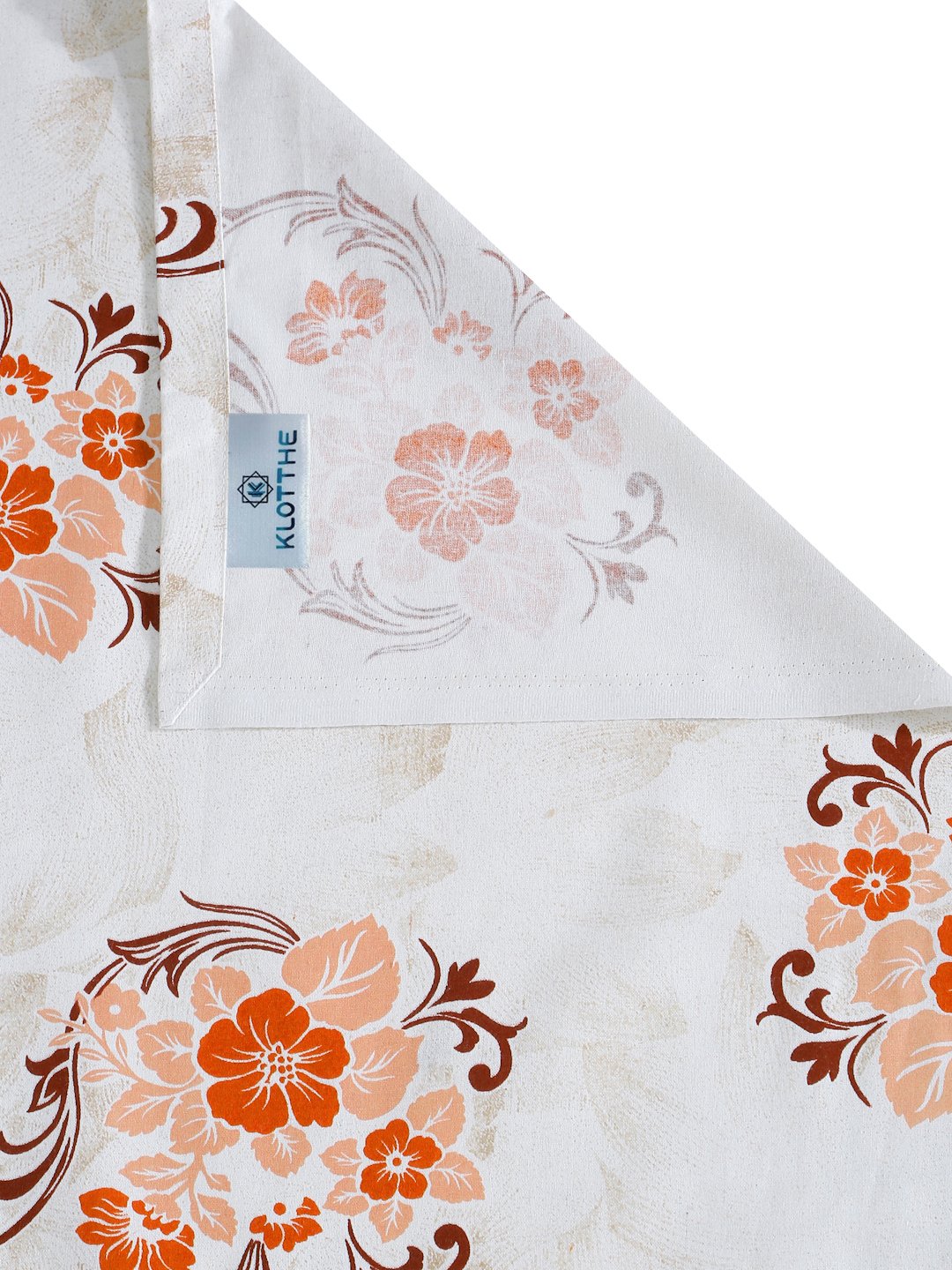 Orange Floral 400 TC Pure Cotton Double Bedsheet with 2 Pillow Covers