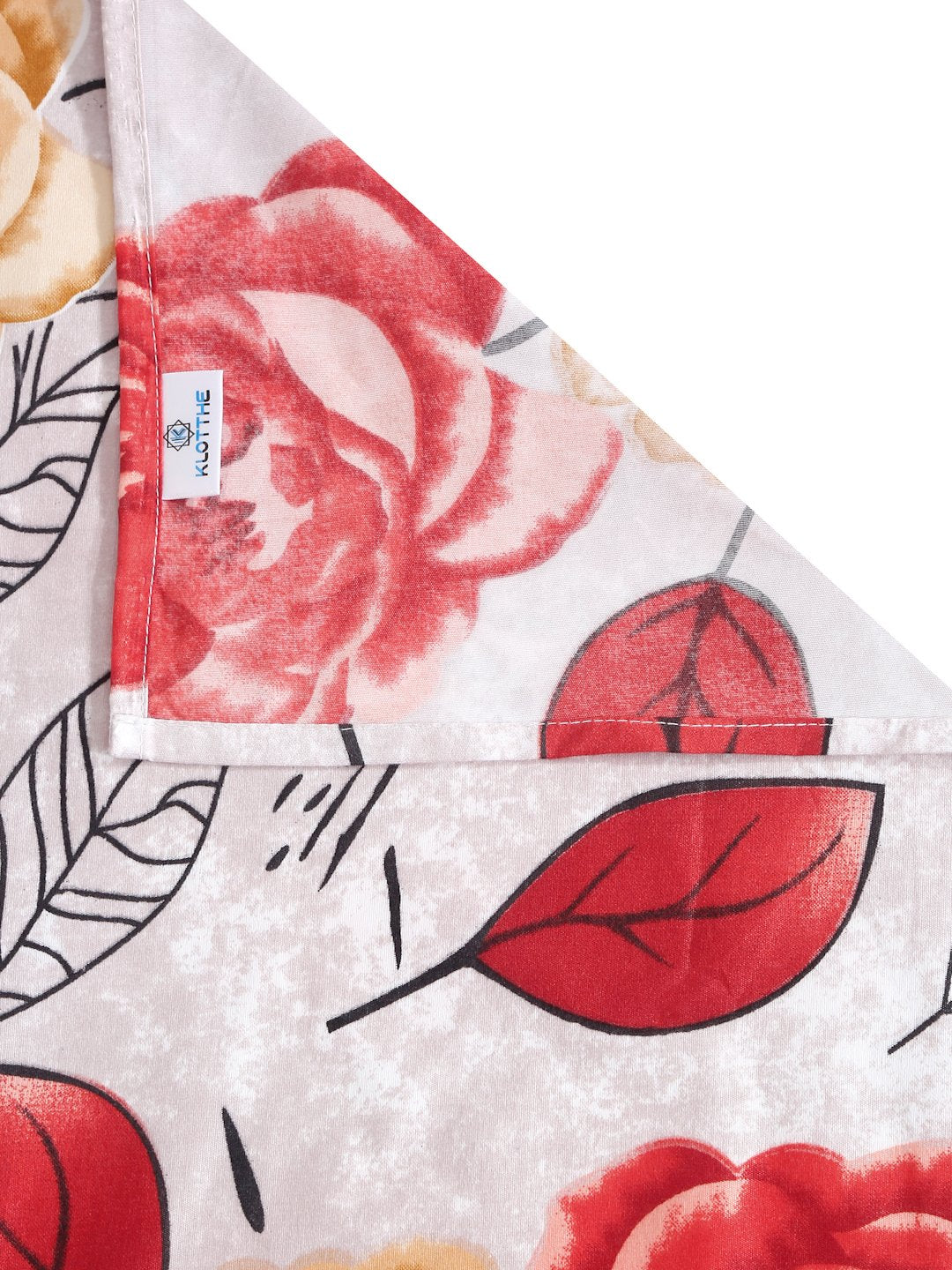 Red Floral 300 TC Cotton Blend Super King Double Bedsheet with 2 Pillow covers
