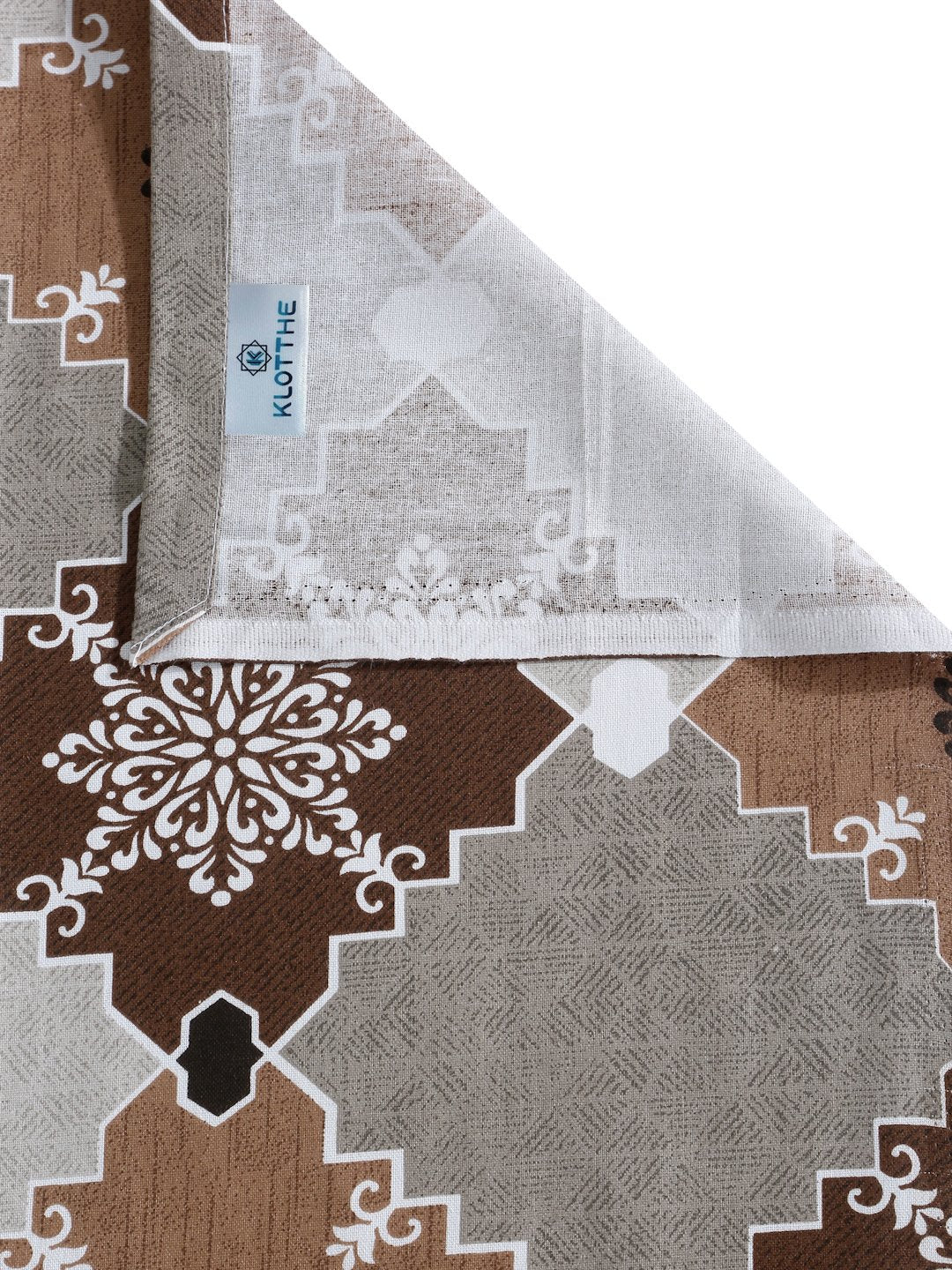 Brown Geometric 400 TC Pure Cotton Double Bedsheet with 2 Pillow Covers