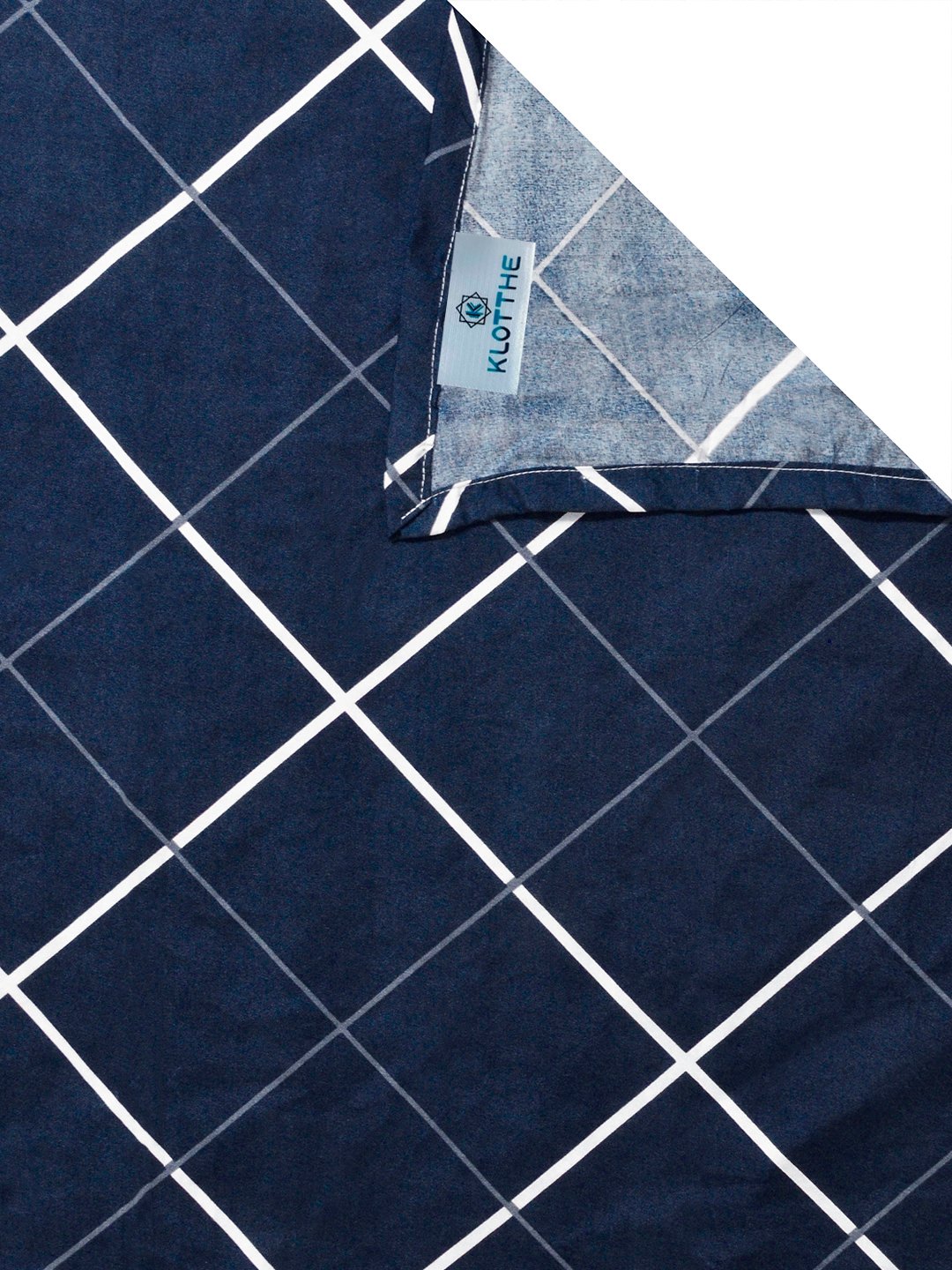 Blue Geometric Cotton Blend Single Bedsheet with Pillow Cover