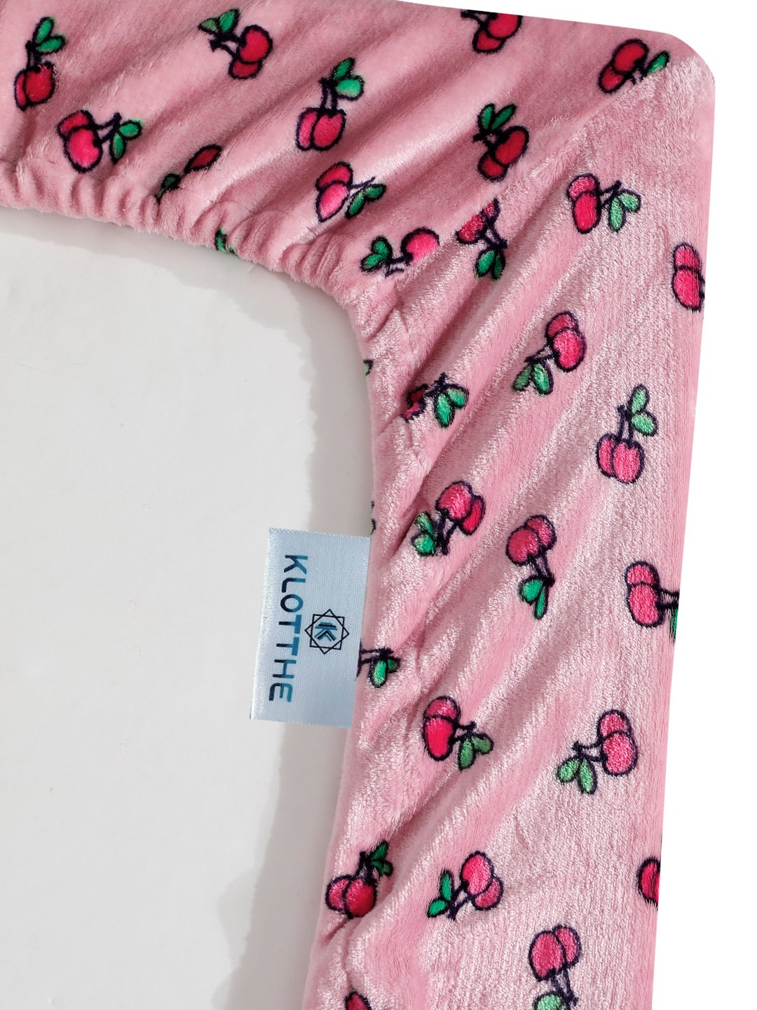 Pink Cartoon Characters Woolen Fitted Double Bed Sheet with 2 Pillow Covers