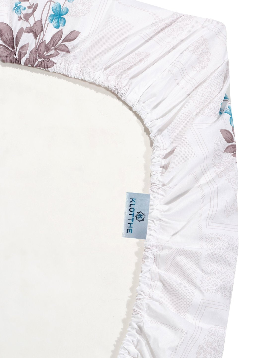 White Floral 400 TC Pure Cotton Super King Double Bedsheet with 2 Pillow Covers