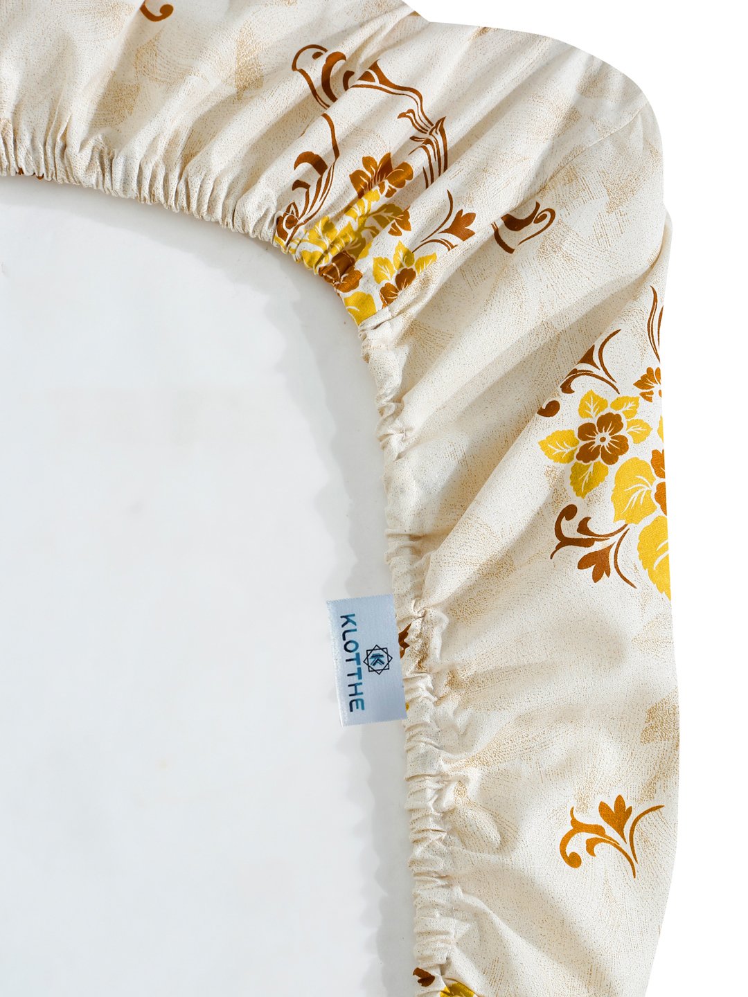 Yellow Floral 400 TC Pure Cotton Fitted Double Bedsheet with 2 Pillow Covers