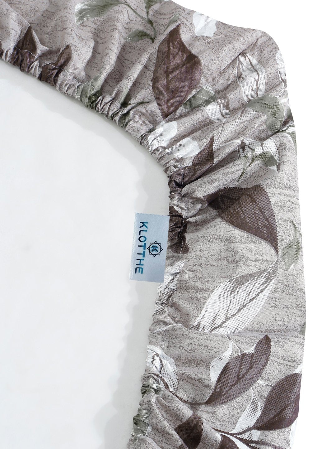 Brown Floral 400 TC Pure Cotton Fitted Double Bedsheet with 2 Pillow Covers