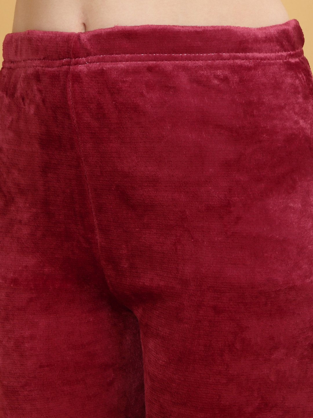Klotthe Women Red Solid Woolen Night Suit