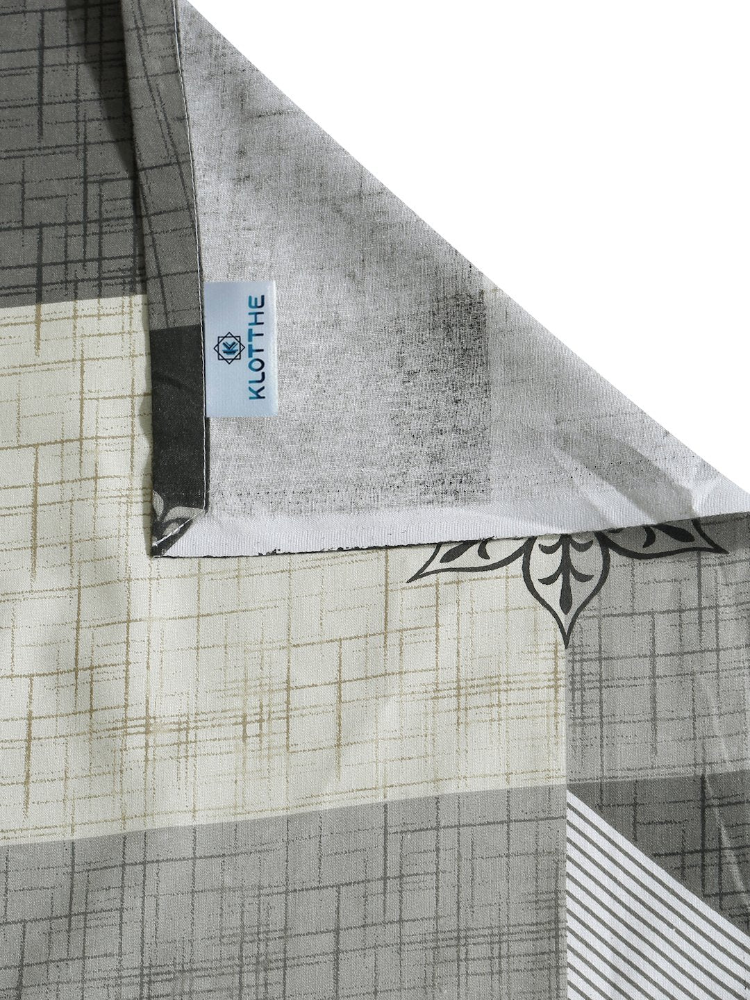 Grey Geometric 400 TC Pure Cotton Super King Double Bedsheet with 2 Pillow Covers