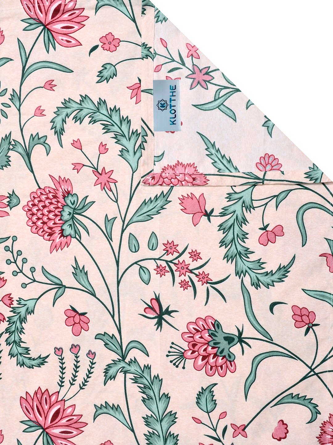 Beige Floral Cotton Blend Single Bedsheet with Pillow Cover