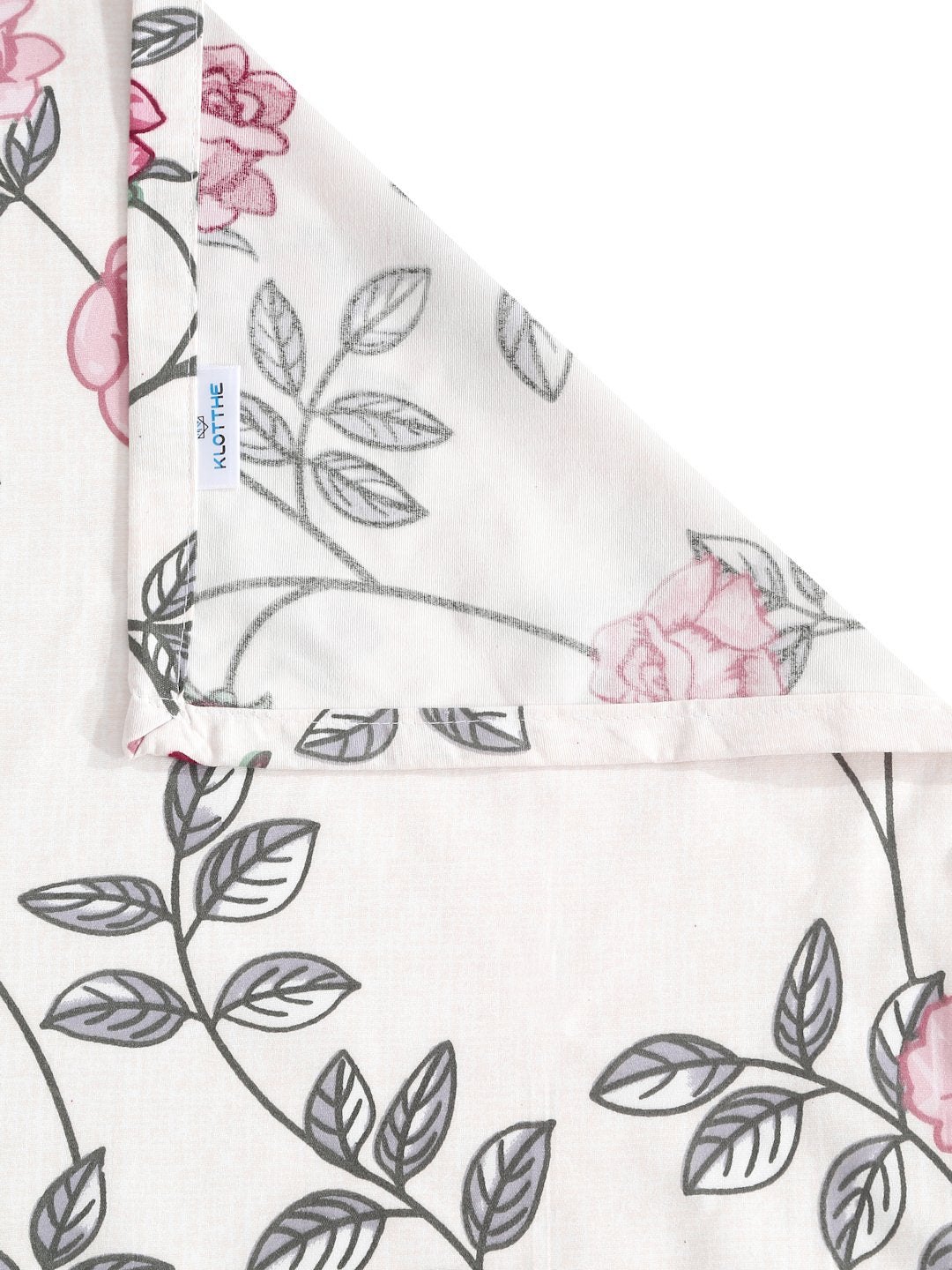 Cream Floral 300 TC Cotton Blend Single Bedsheet with Pillow Cover