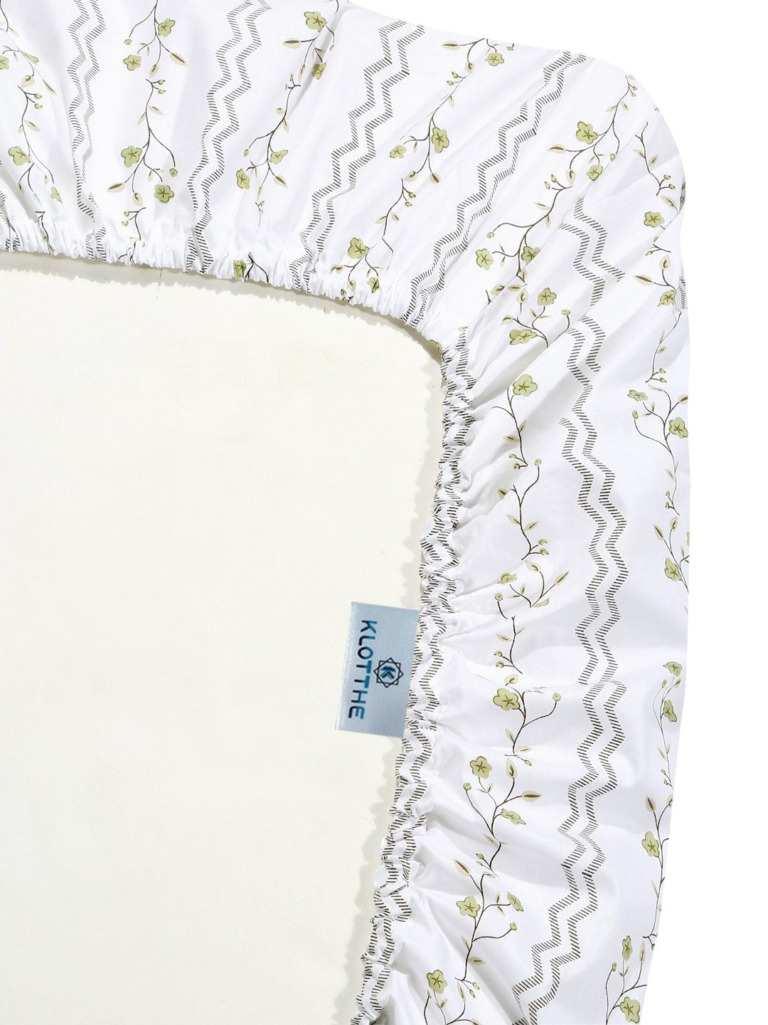 White Floral 400 TC Pure Cotton Super King Double Bedsheet with 2 Pillow Covers