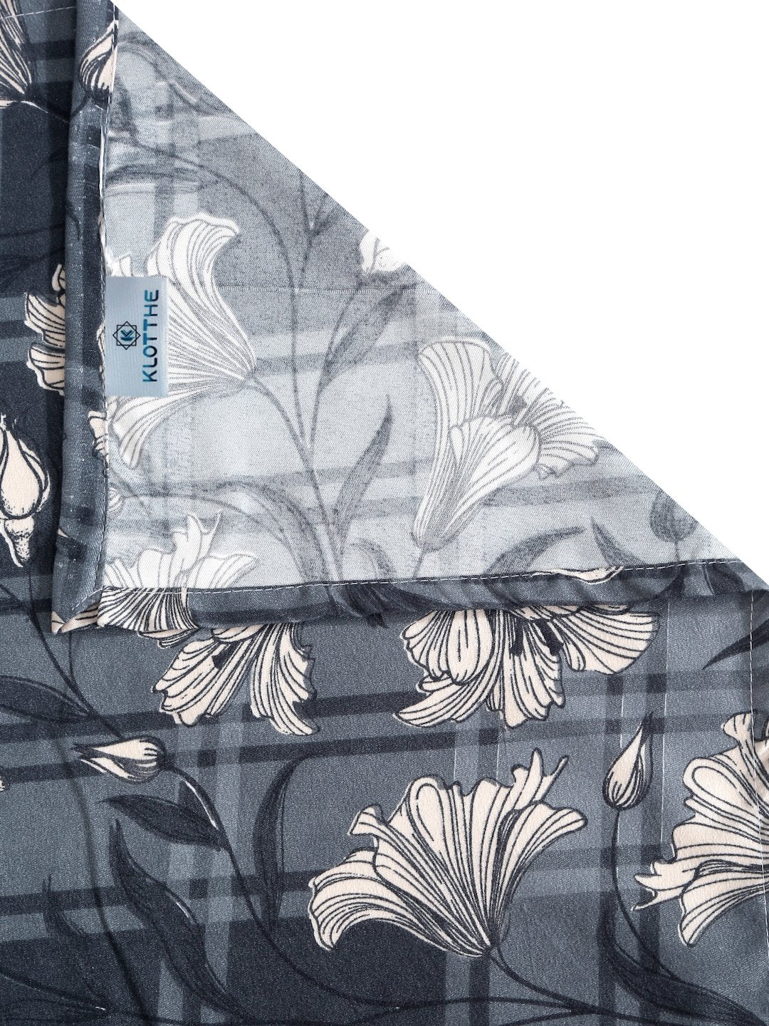 Grey Floral 300 TC Cotton Blend Single Bedsheet with Pillow Cover