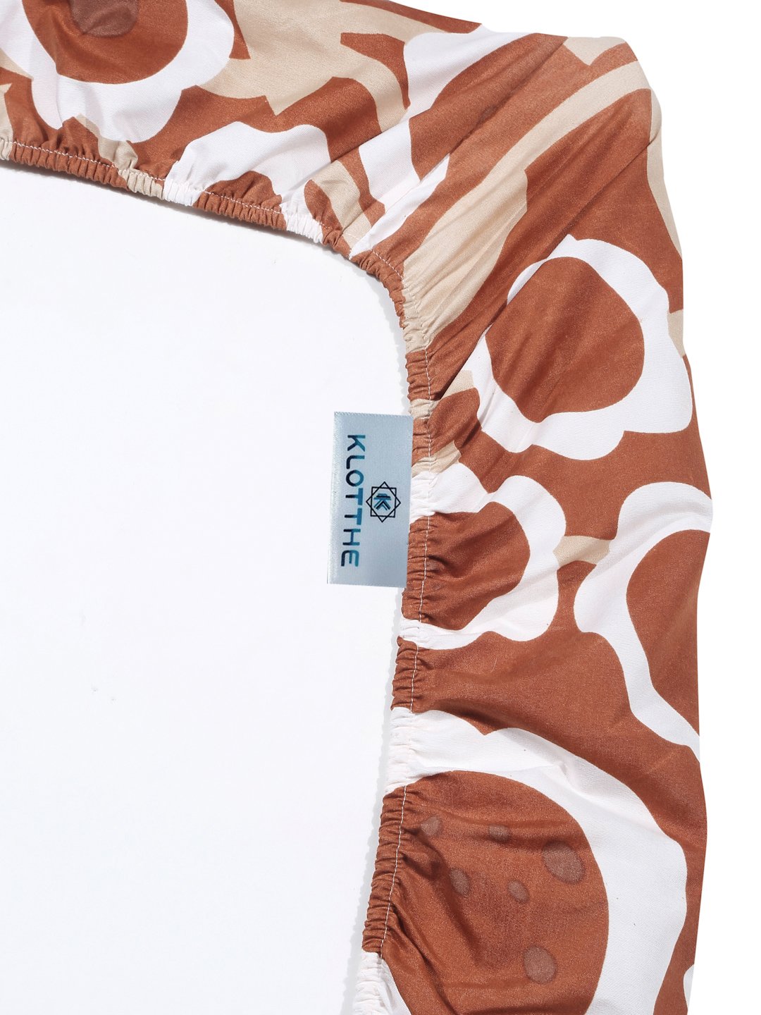 Rust Floral 300 TC Cotton Blend Fitted Double Bedsheet with 2 Pillow Covers