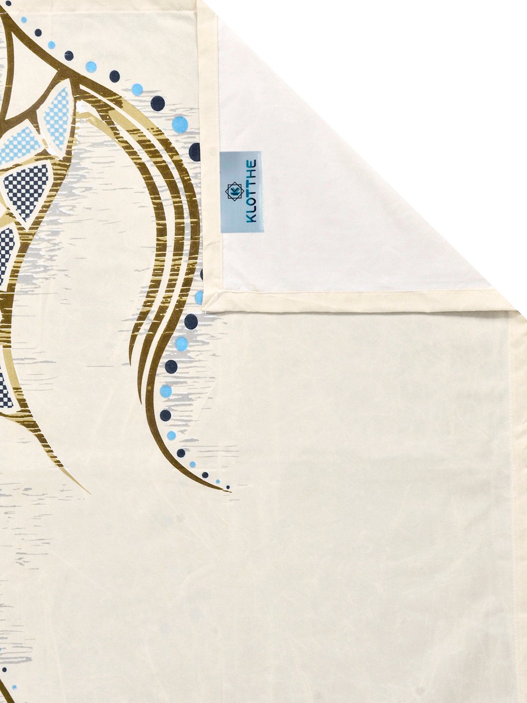 Cream Abstract Cotton Blend Single Bedsheet with Pillow Cover