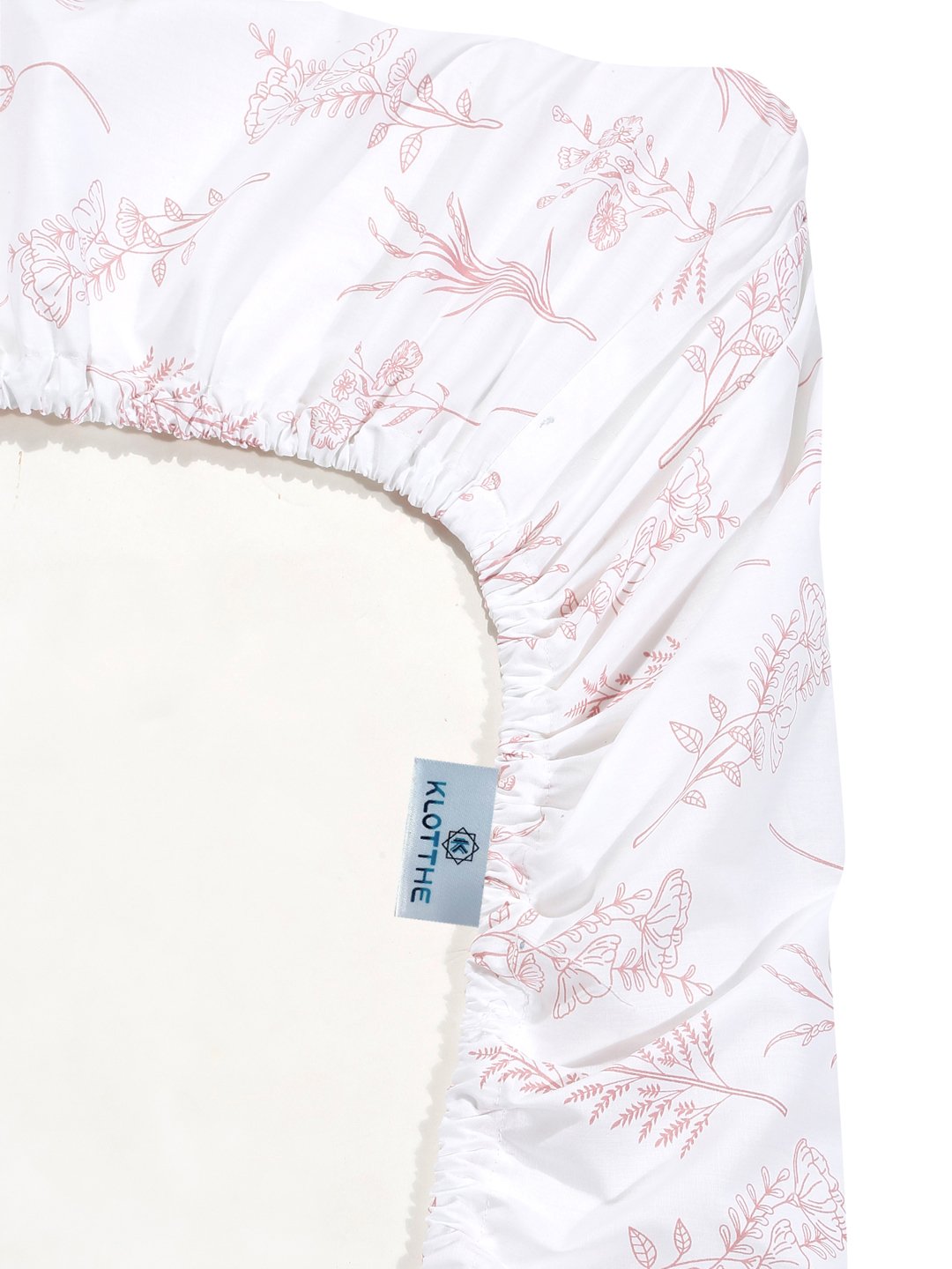 White Floral 400 TC Pure Cotton Super King Double Bedsheet with 2 Pillow Covers