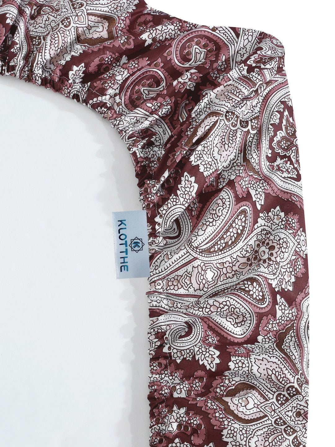 Maroon Floral 400 TC Pure Cotton Fitted Double Bedsheet with 2 Pillow Covers