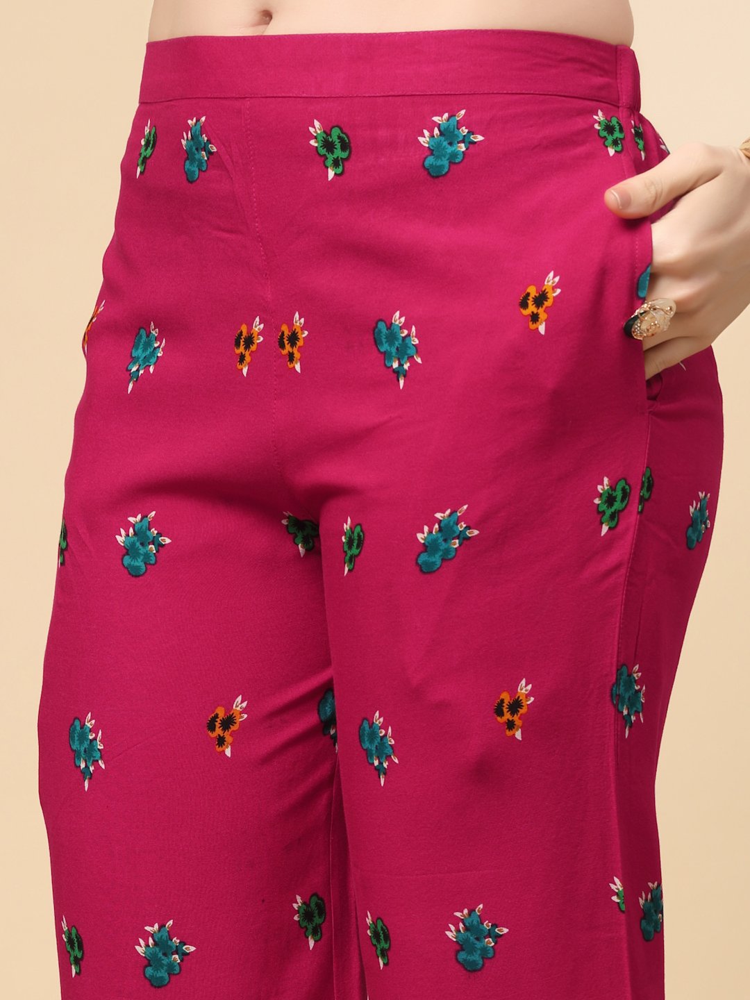 Pink Cotton Printed Shirt With Trousers Co-Ords Set