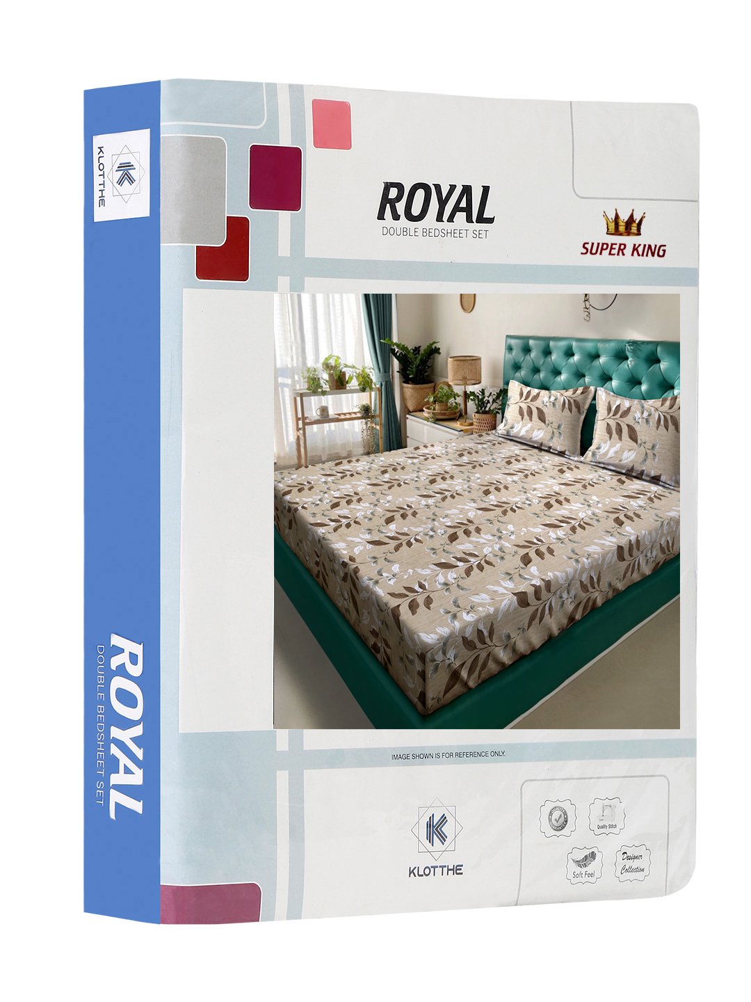 Beige Floral 400 TC Pure Cotton Double Bedsheet in Book Fold Packing