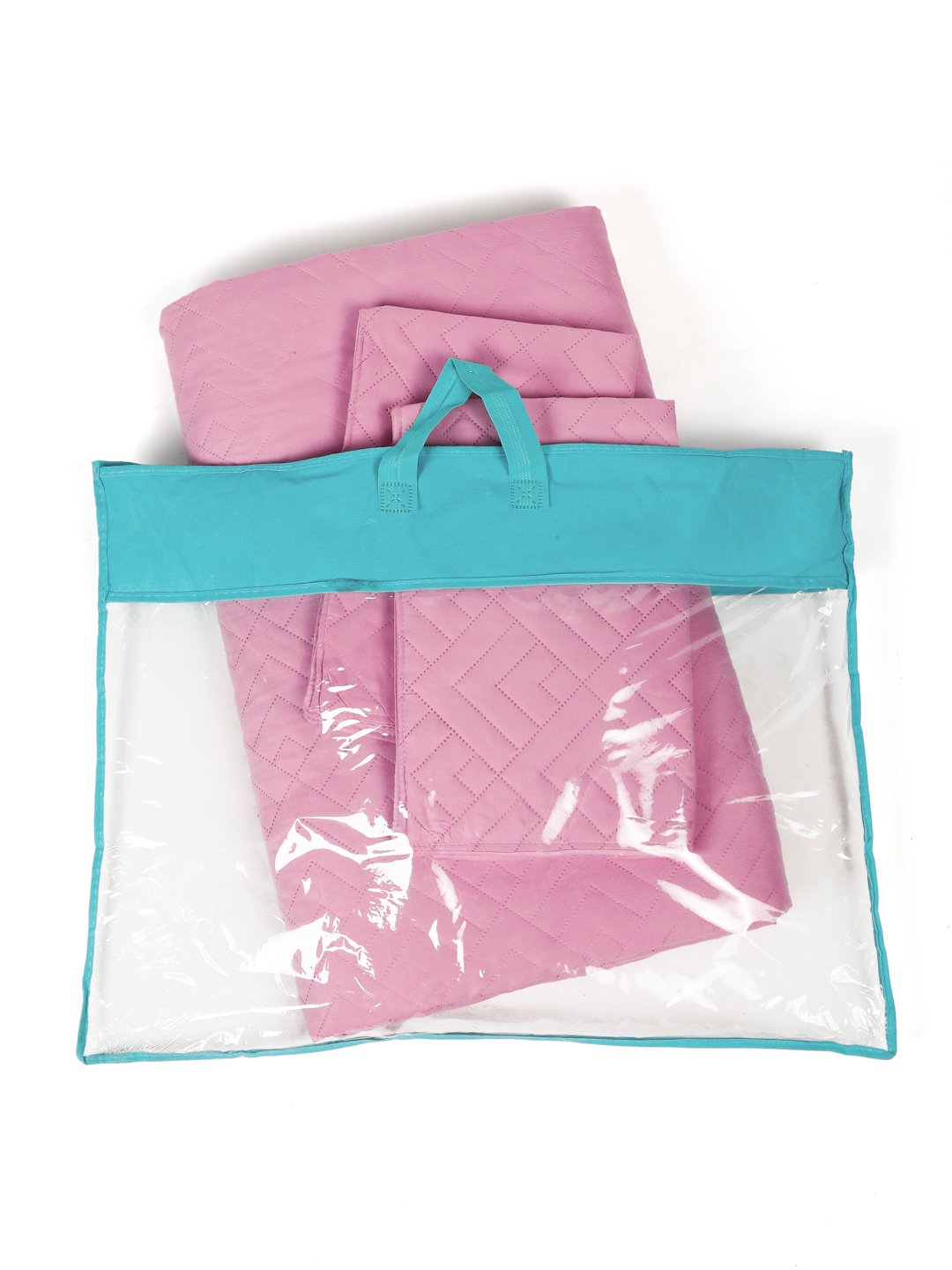 Pink Geometric King Size Micro Fiber Filling Double Bedcover with 2 Pillow covers