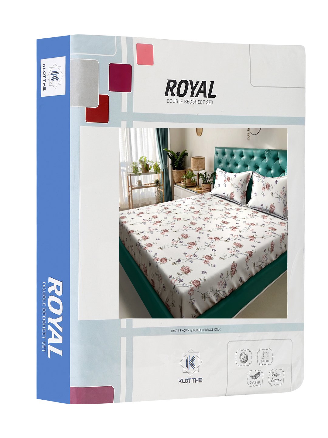 Beige Floral 300 TC Cotton Blend Double Bedsheet in Book Fold Packing