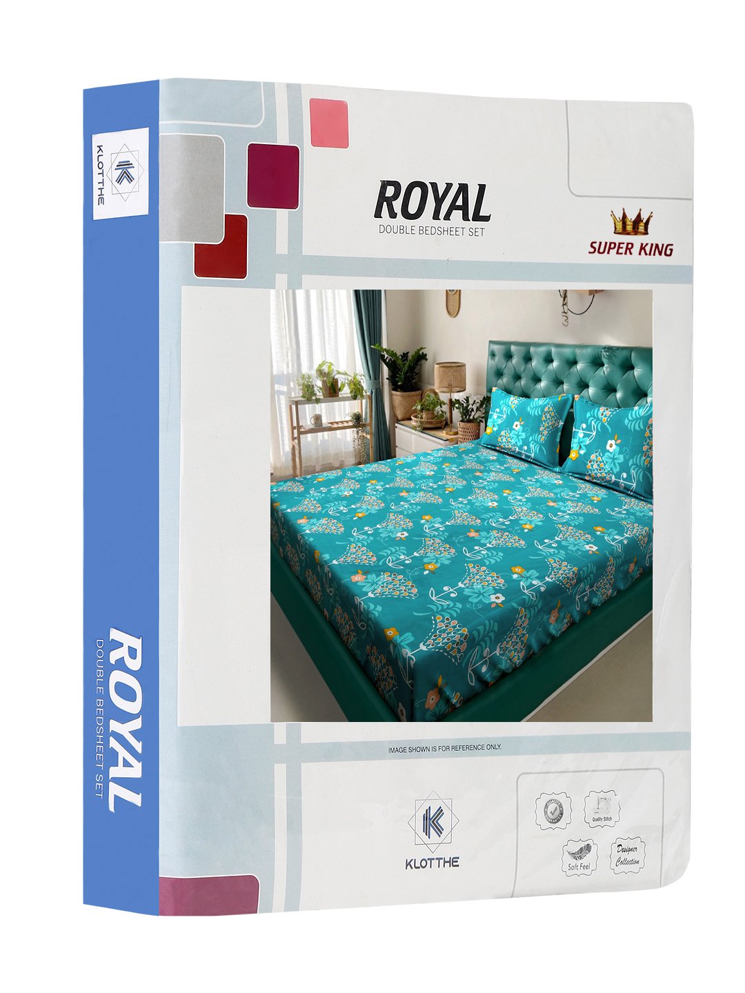 Green Floral 300 TC Cotton Blend Double Bedsheet in Book Fold Packing