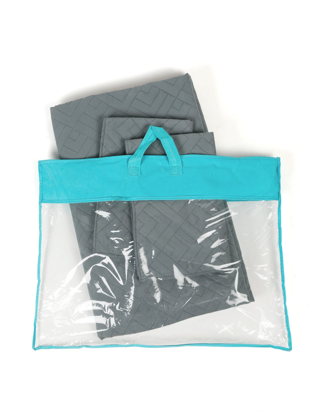 Grey Geometric King Size Micro Fiber Filling Double Bedcover with 2 Pillow covers