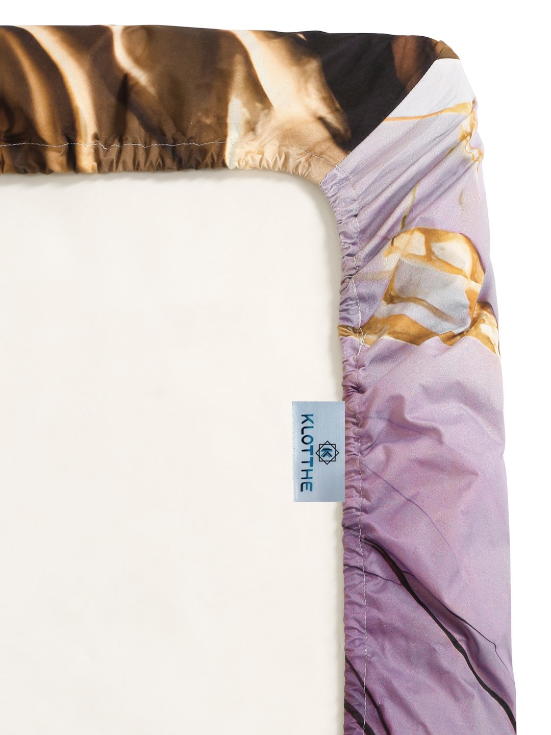 Purple Digital Abstract Printed Cotton Blend Fitted Double Bedsheet with 2 Pillow Covers