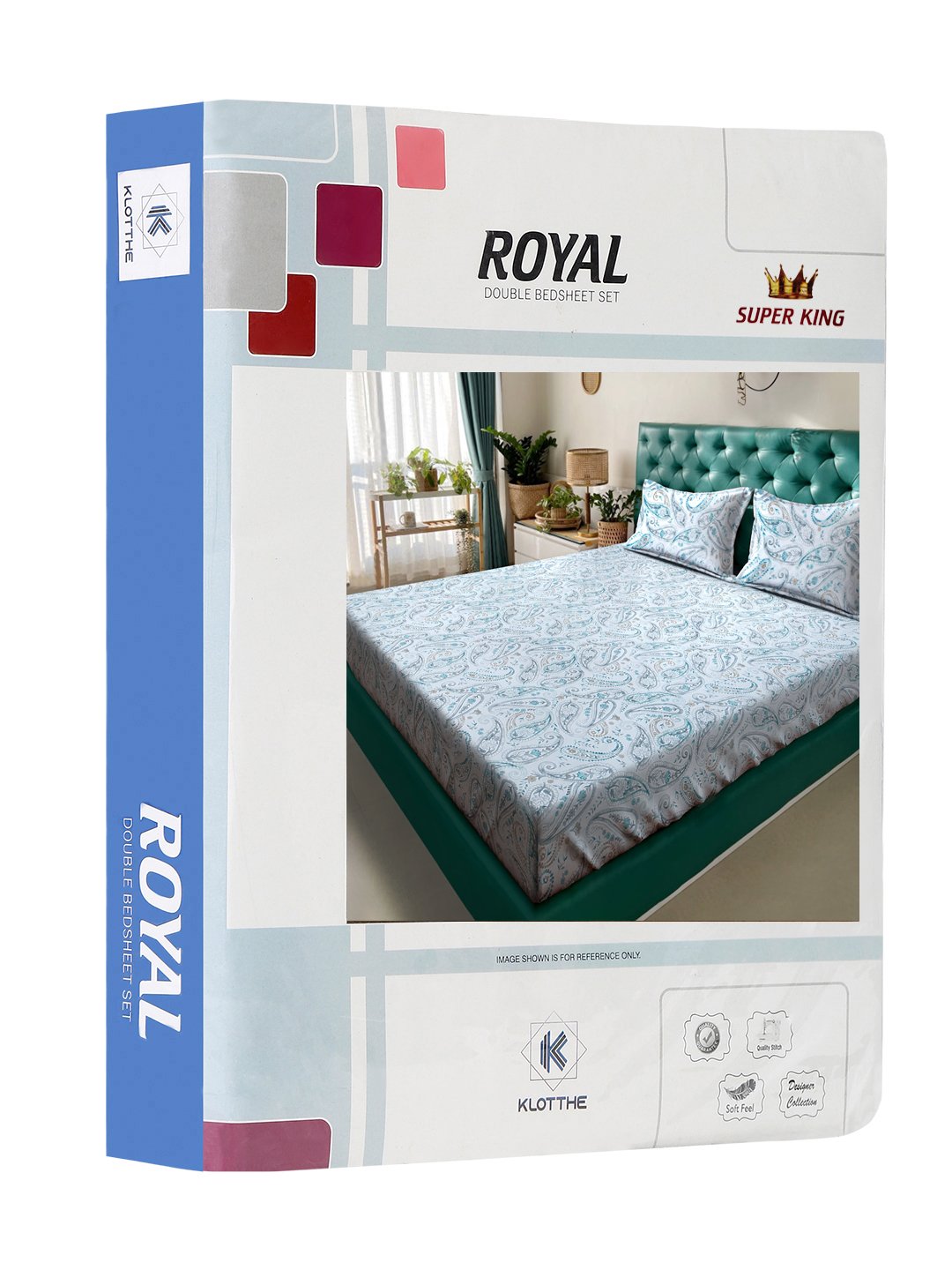 Blue Floral 400 TC Pure Cotton Double Bedsheet in Book Fold Packing