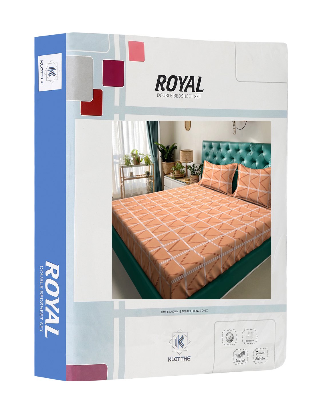 Orange Geometric 300 TC Cotton Blend Double Bedsheet in Book Fold Packing