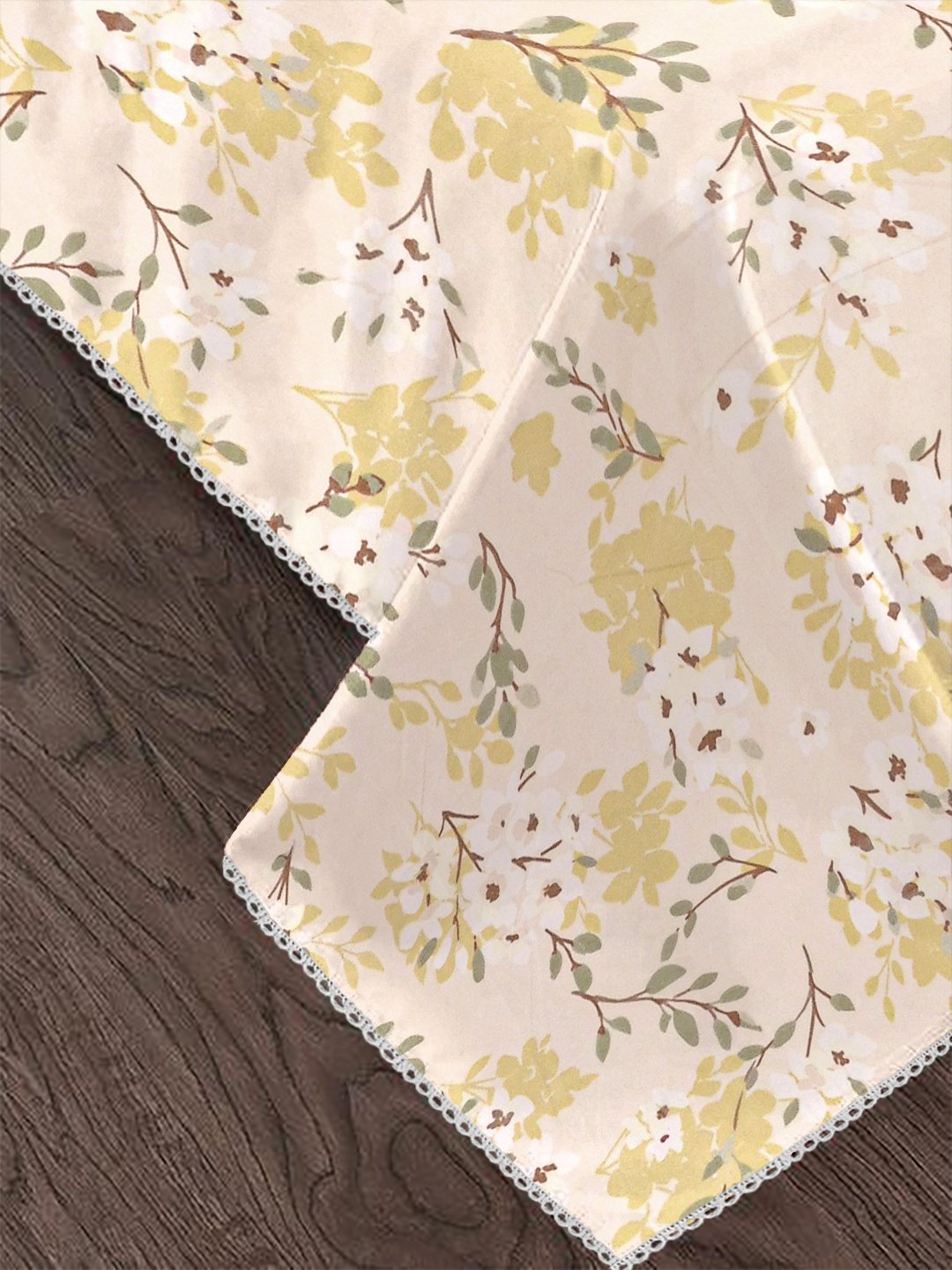 Yellow Cotton Blend Floral Double Bed Dohar